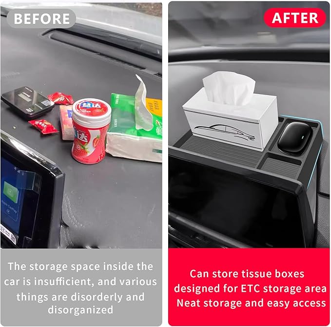 Temmis Dashboard Organizer for Honda CRV 2023-2026 (Gasoline & Hybrid), Silicone Dash Board Tissue Holder Dash Storage Tray Container Box Behind Screen-Red
