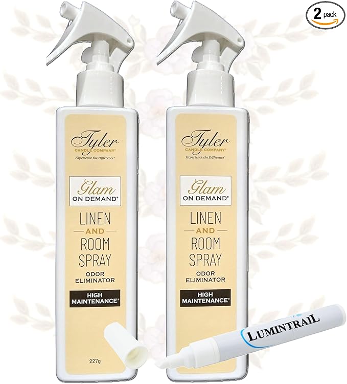 Tyler Glam on Demand - High Maintenance Scent Linen and Room Spray 2 Pack - Air Freshener and Odor Eliminator Bundle with Stain Remover Pen - Laundry Bundle
