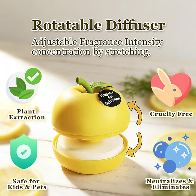 Banami Yellow Apple Air Freshener Gel, Decorative Odor Eliminator for Home, Car, RV, Bathroom, Pet Areas (Apple)