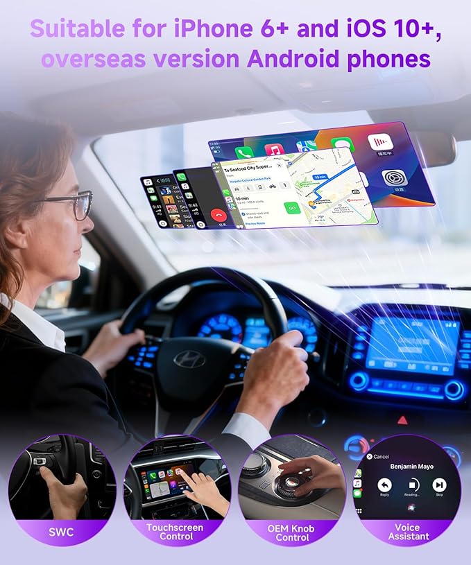 2 in 1 Mini Wireless CarPlay Adapter for iPhone, Apple Carplay Android Auto Adapter, Bluetooth 5.0 Carplay Dongle, Plug & Play, 5G-WiFi (Black)