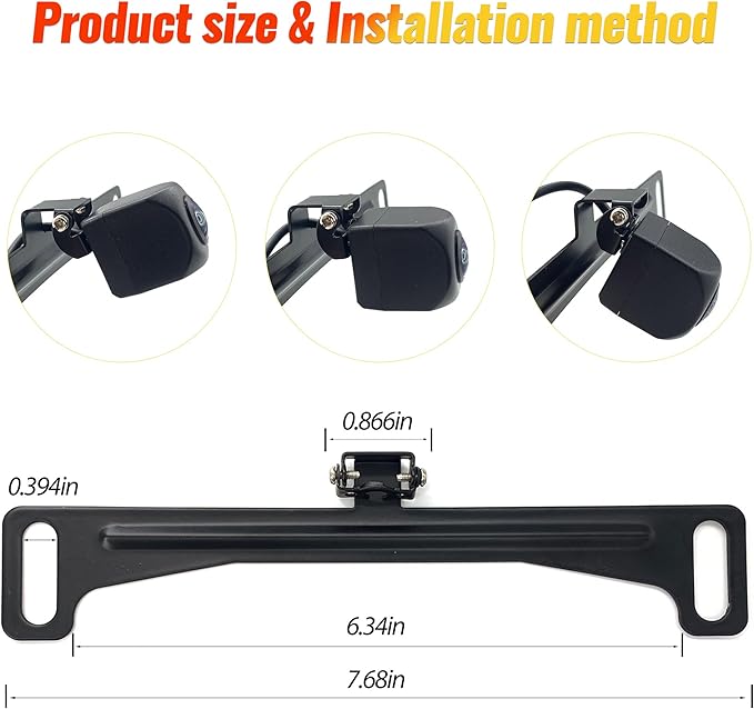 AHD 1080P License Plate Backup Camera - Car Reversing Camera with Clear Night Vision & IP69K Waterproof -170 Degree Wide Angle Rear View Camera - for Vehicle Car Truck SUV RV Reverse Parking