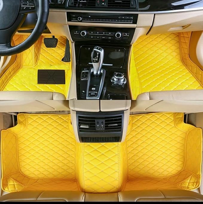 Car Floor Mats Automotive Floor Mats Vehicle Specific All Weather Protection Custom Compatible with Most of 98% Cars SUVs (Yellow)
