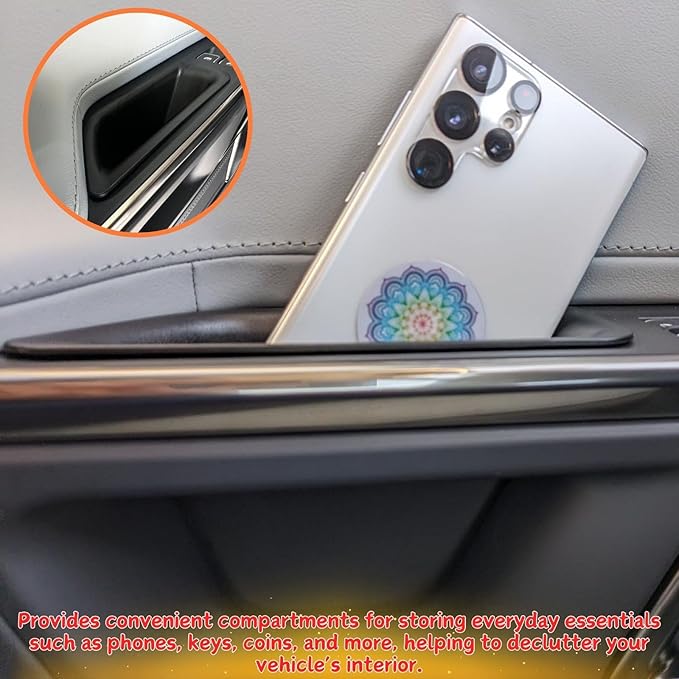 Passenger Grab Door Handle Storage Box for 2026 2025 Rivian R1s R1t Gen 2 Car Door Side Organizer Tray Pocket Insert Front & Rear Interior Accessories - Black ABS (Not Fit Rivian Gen 1), 4/Pack