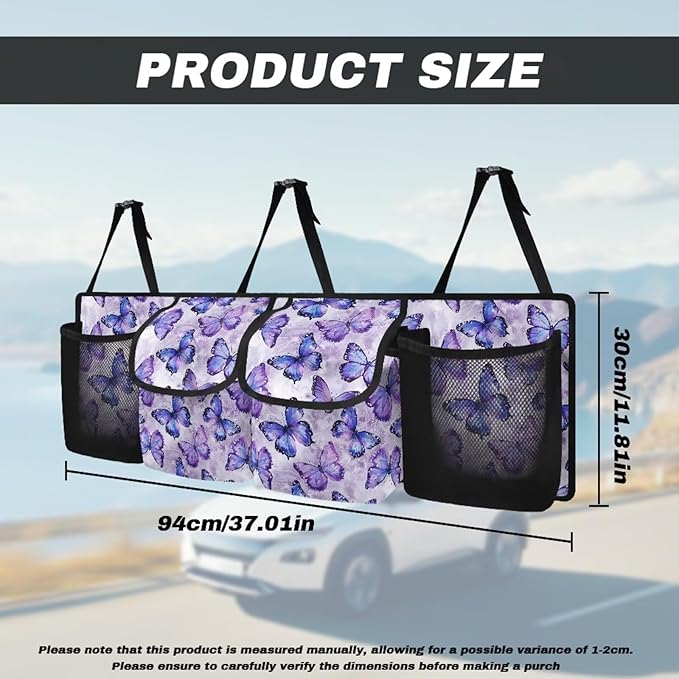 Butterfly Car Trunk Hanging Organizer with Adjustable Straps, Stylish Trunk Seat Organizer, Butterfly Car Accessories for Women, Make Your Cars Look Neat and Tidy