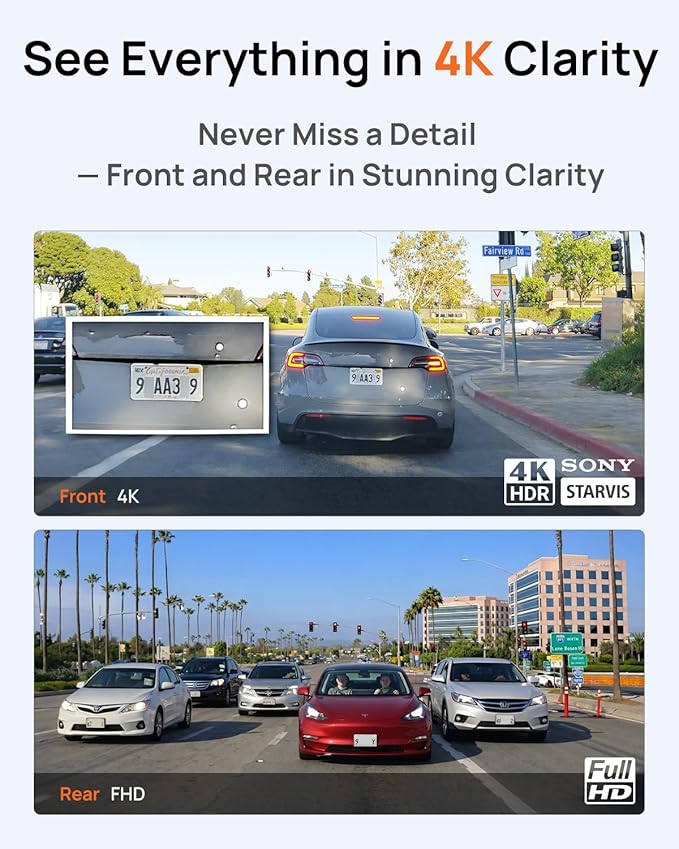 BlackVue SAFY9 2CH 256GB Dashcam - 4K+1080P Dash Cam Front and Rear, HDR Front, AI Night Vision, SD Card Included, Wi-Fi, GPS, 24-Hour Parking Guard, LCD Display