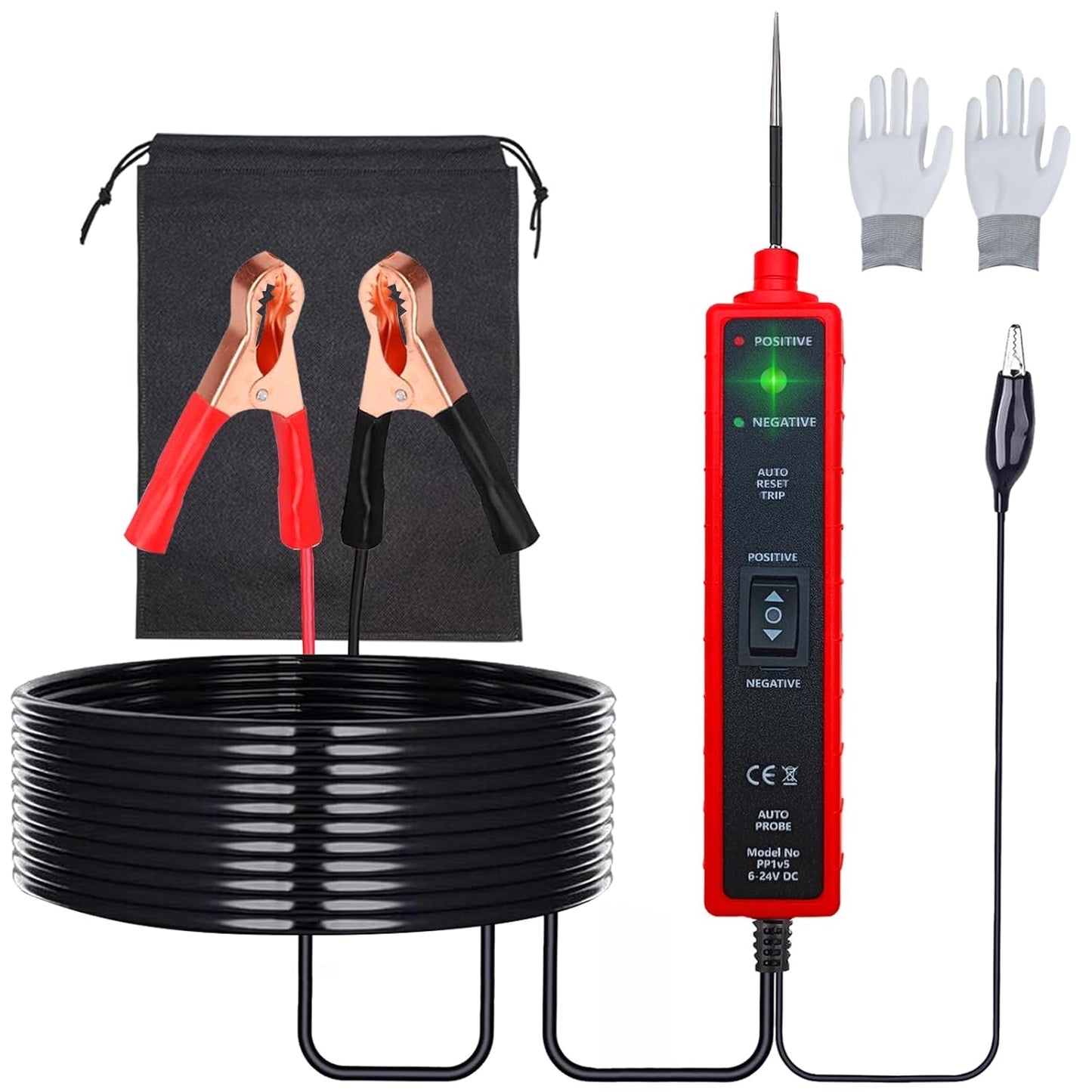 Automotive Car Circuit Tester 12V 24V DC Power Probe Tester with Overload Protection 12V Short Circuit Finder with Test Light for Continuity Testing Grounding Checking