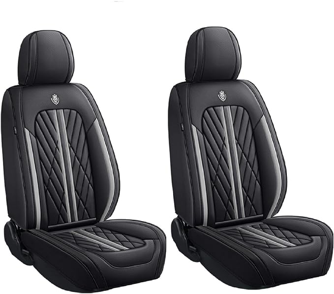 Premium Nappa Leatherette Car Seat Cover Set Custom Fit for Honda CR-V CRV 2000-2023 2024 2025 2026 Water-Proof Breathable Faux Leather Seat Cushion Protectors (Front 2 Seats,Grey Line)