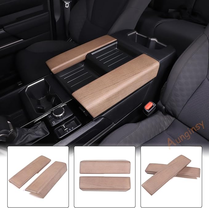 Car Center Console Armrest Protector Cover Compatible with Toyota Tundra 2022+ & Sequoia 2023+, Central Armrest Seat Storage Box Cover Cushion Lid Protector Pad Waterproof Anti-Scratch ABS Accessories