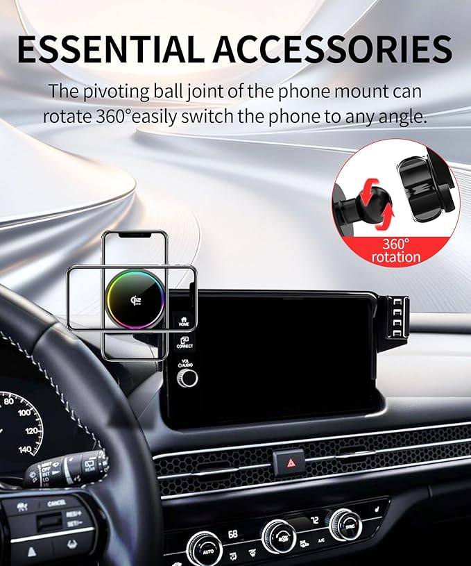 Qi2.2 25W Magnetic Car Mount Charger for Honda HR-V HRV 2023-2026 / CR-V CRV 2023 2024 2025 2026 Accessories, for Fast Charging Cell Phone Holder 7/9 Inch Screen Fixed Clip with Cooling Fan