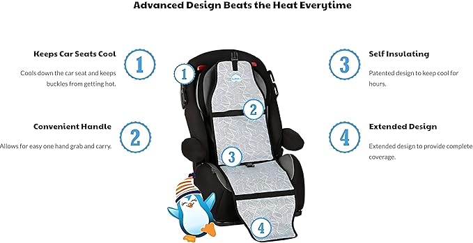 Car Seat Cooling Pad for Babies, Toddlers, and Kids - Comfortable and Durable Cooling Pad for Hot Summer Days - One Size Fits All, Black and White