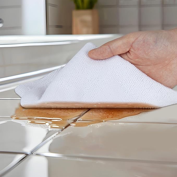 CARTMAN 30 Pack Microfiber Cleaning Cloth, Reusable Tear Away Towels Roll, 12"x12", Multi-Purpose Microfiber Towels Cleaning, Lint Free, Absorbent Cleaning Rags for Kitchen, Car, Glass White
