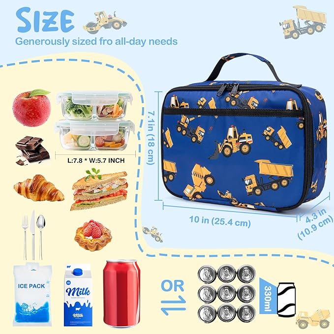 CAMTOP Lunch Box Kids Boys Insulated Lunch Cooler Bag Reusable Lunch Tote Kit for School Travel