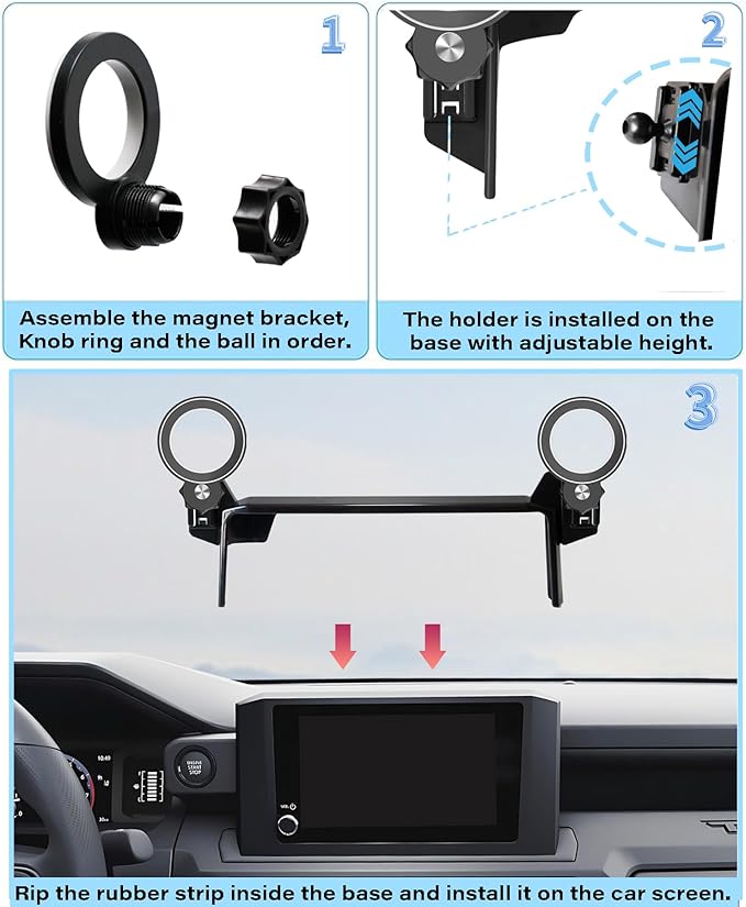 Car Phone Holder for Toyota Tacoma 2024 2025 2026 Accessories Apply to 8 Inch Touch Screen Fixed Clip MagSafe Passenger Cell Phone Mount Handsfree 360° Rotation