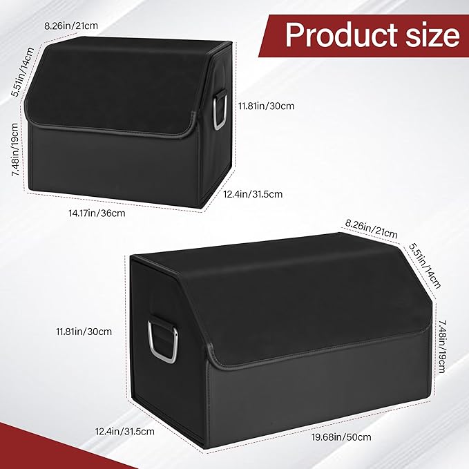 JEYODA Suede Leather Trunk Organizer, Large Capacity Soft Car Organizers and Storage,foldable,with lip, for Car SUV/Jeep/Sedan/Home/Camping (Black,Big)