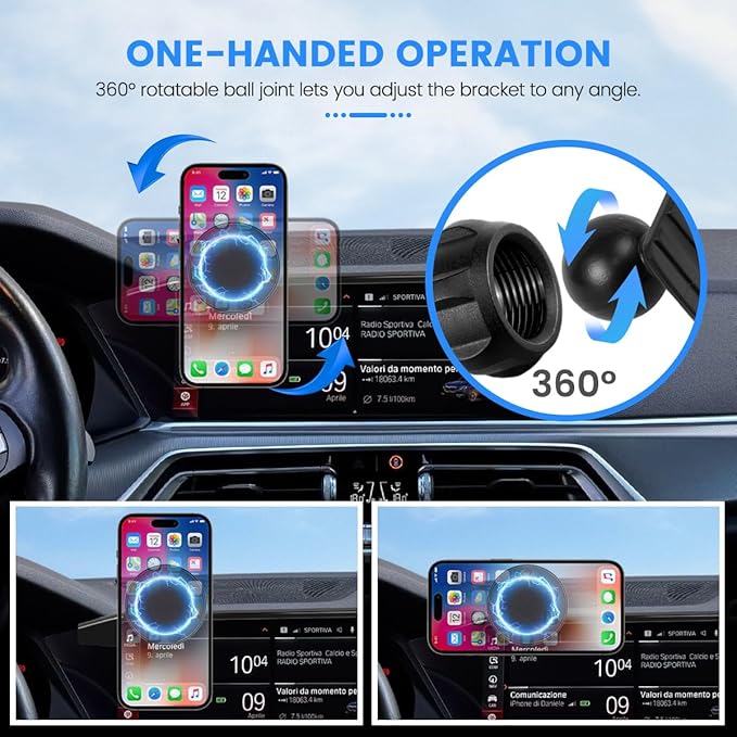 Car Phone Holder Fit for BMW X5 2019-2023/X6 2020-2023/X7 2019-2022 Accessories 12.3-Inch Screen Fixed Clip, Phone Mount Compatible with MagSafe Hands-Free 360°Rotation Automobile Cradles