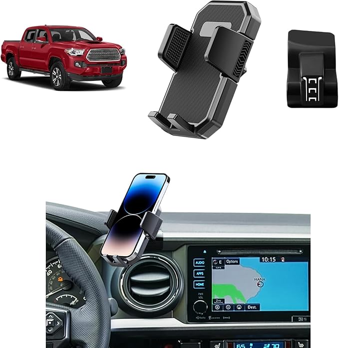 PZK Car Phone Mount for Toyota Tacoma 2016 2017 2018-2022 2023 Accessories Custom Air Vent Car Phone Holder Auto Lock Hands Free 360° Rotation Cell Phone Automobile Cradles