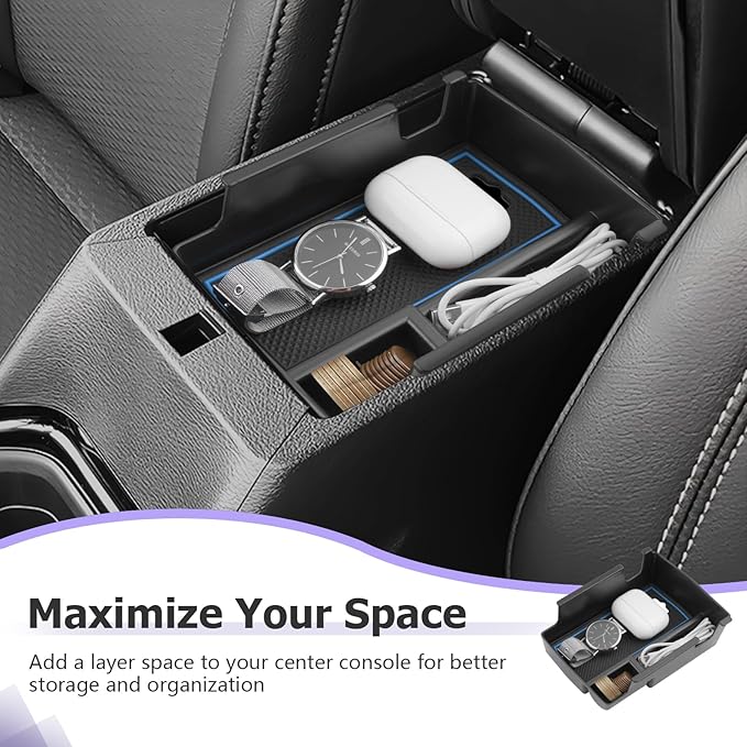 LUWU Center Console Organizer Compatible with Jeep Compass 2021-2025/Dodge Hornet 2023-2026 Accessories Armrest Console Storage Box Insert Tray ABS Material Coin Container Blue