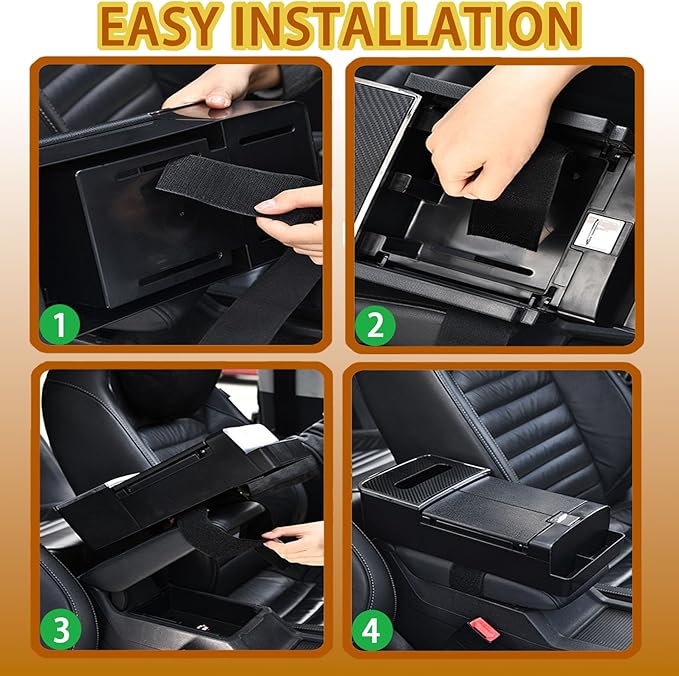 Car Center Console Organizer Armrest, Universal Multi-Function Storage Box with Card Holder, Tissue Box for Vehicle Interior Organization
