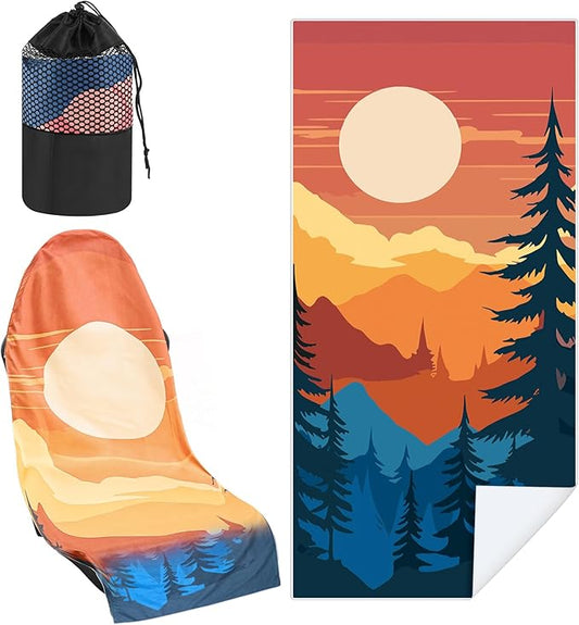 1 Pack Car Seat Towel Covers with Storage Bag 63 x 32 Inch Athletic Running Towel Seat Sweat Washable Cover Gifts for Car Outdoor Sport Activities Christmas (Sunset)
