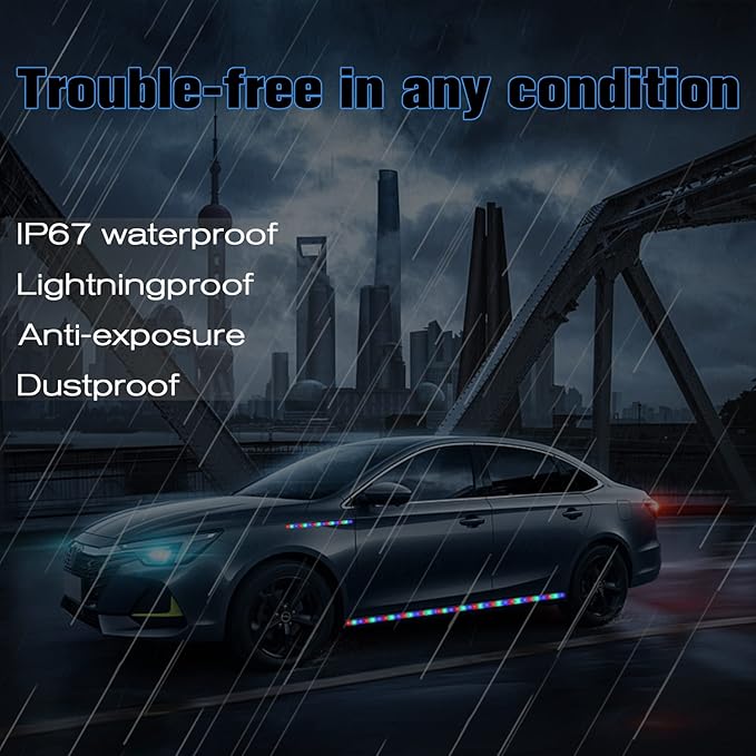RGB LED Strip Lights for Car BaishenglinMotor 12-Pack DC12V Waterproof 30CM/11.8"/1FT 5050 15-SMD LED Strip Underbody Light for Car Motorcycles Golf Cart Decoration Led Interior Exterior Strip Lights