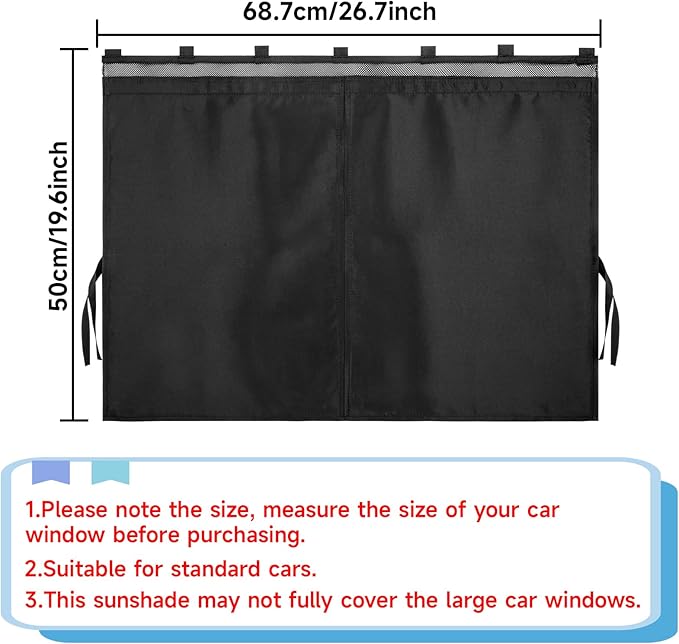 Car Window Shades, [2025 Updated] 2 Pack Car Sun Shade for Baby, Double Layer & Fully Open, Magnetic Back Window Curtain, Sun Shade Covers Privacy Screen