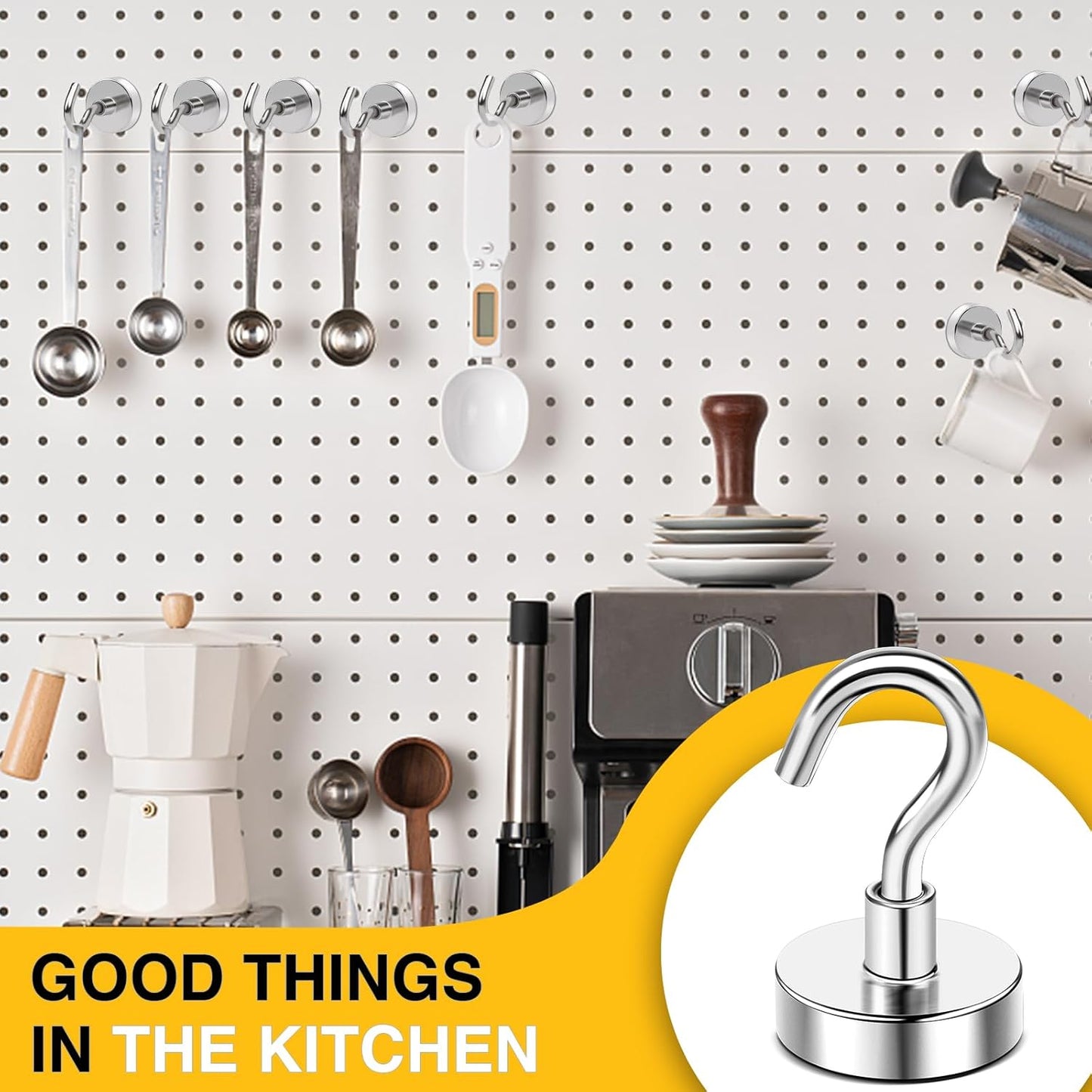 DIYMAG Magnetic Hooks, 50 LB Heavy Duty Magnet with Hook,20 Packs Strong Rare Earth Neodymium Magnets for Hanging, Magnetics Hanger for Curtain, Home, Kitchen, Workplace