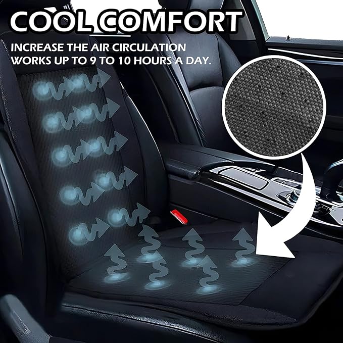 ZONETECH Cooling Car Seat Cover, Black Automotive Adjustable Temperature Comfortable Cooling Car Seat Cushion (1 Pack)