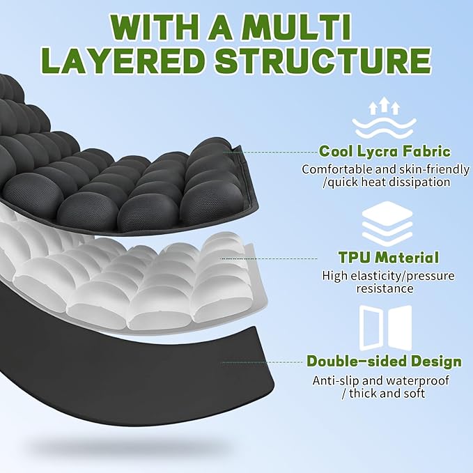 Travel Seat Cushion for Airplane, Airplane Seat Cushion for Long Flights Without Air Pump, Portable Ergonomic Travel Cushion for Car,Office,Stadium (42 Air Bag)