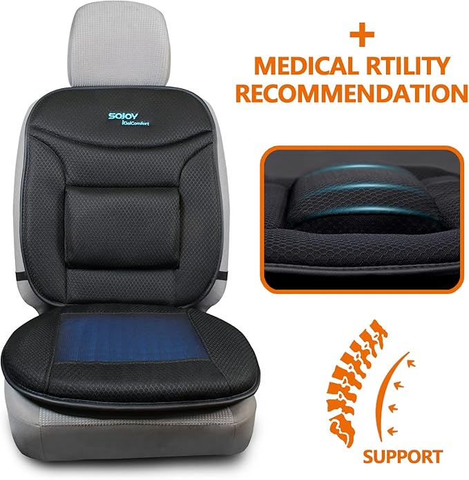 Sojoy Truck Seat Cushion with Firm Lumbar Support,Gel Seat Pad with Upper Lower Back Support Pillow for Office,Car,Truck, Pain Relief Coccyx Seat Cushion