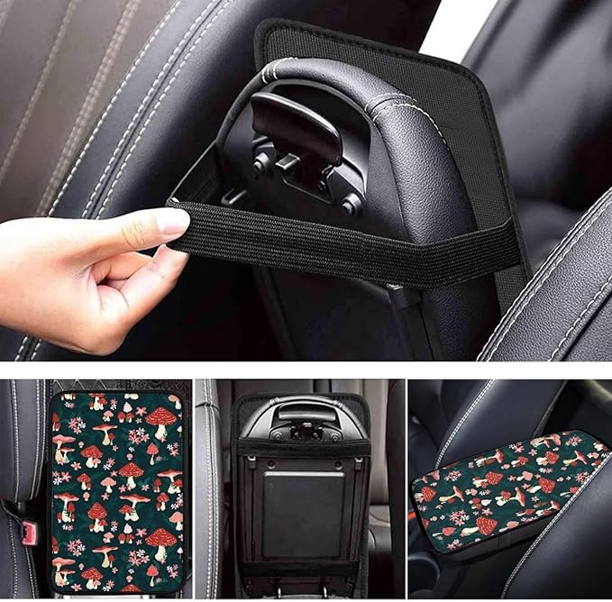 JoyLamoria Mushroom Automotive Armrest Pad Protector for Women Mushroom Car Armrest Cover Easy Install