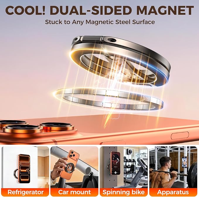 Magnetic Phone Ring for MagSafe Grip [Dual-Sided Magnetic] [Magnet Phone Stand Grip Compatible with Car Mounts] Mag Safe Accessory for iPhone 17/16/15/14/13 Pro Max Plus, Grey