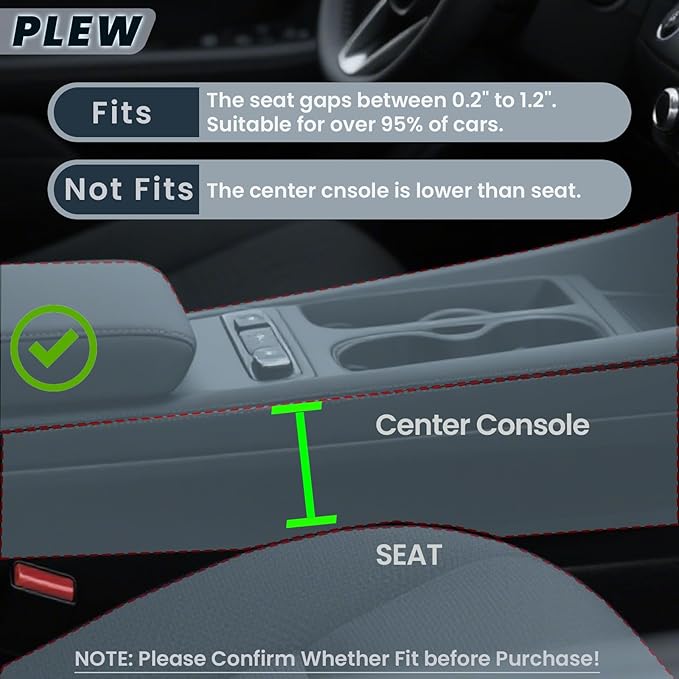 2-Pack Car Seat Gap Filler Organizer - Upgraded Anti-Slip Strap Design - Premium Leather Side Console Pocket - Prevent Phone Falling - Universal Fit Car Essentials for SUV, Truck & Sedan,Beige