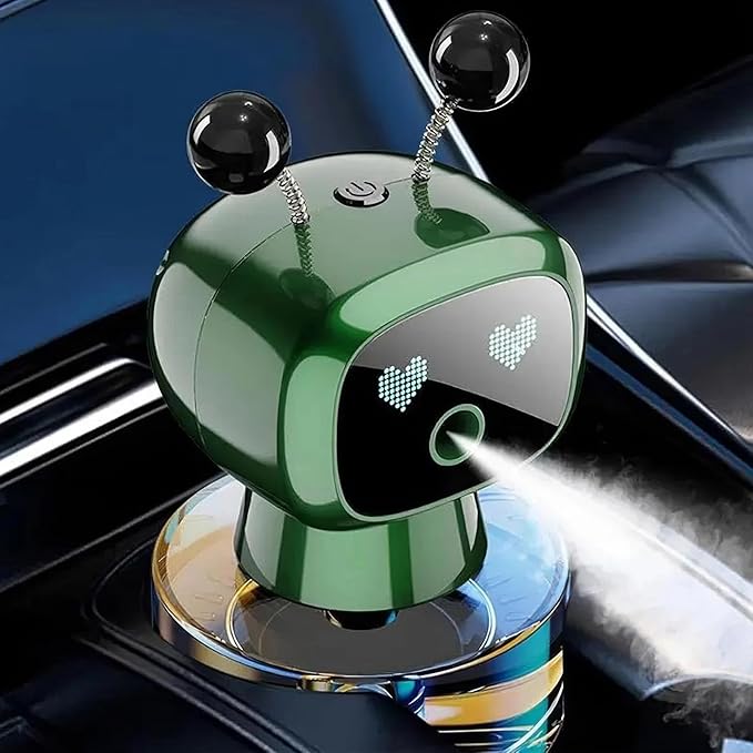 Amposei Smart AI Robot Air Freshener, Aromatherapy Diffuser for Car, Automatic Spray, Ideal Gift Decor for Perfume Lover (Black Cologne)