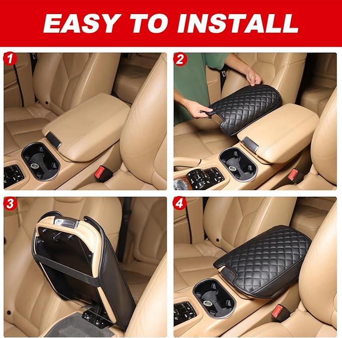 TOYCIDFG Car Armrest Cover Compatible with Porsche Cayenne 2011-2017, Center Console Box Cover Pad Waterproof Cushion