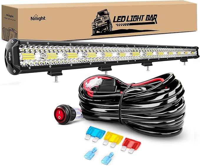 Nilight 37Inch 780W LED Light Bar Triple Row Flood Spot Combo 78000LM Driving Off Road Lights with 12V Wiring Harness Kit for Truck Tractor Trailer Pickup SUV 4x4 Van Camper,2 Years Warranty