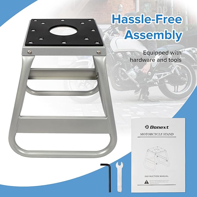 Donext Motorcycle Lift Stand Dirt Bike Stand Universal Panel Stand Moto Removable Maintenance Motocross Stand Hoist Lift Jack 600LB Capacity (Silver)