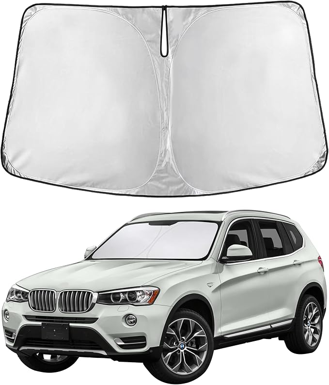 EcoNour Windshield Sunshade Compatible for BMW X3 2011-2015 2016 2017, Sun Visor for Front Windshield & Window Sun Shade Cover, UV Heat Blocker & Protector, Car Accessories