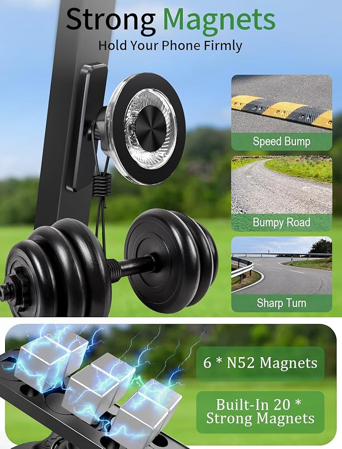 GBEAST Magnetic Golf Cart Phone Holder Compatible with MagSafe for iPhone 12-17 Series, N52 Magnets Phone Mount for EZGO/Club Car/Yamaha,360° Rotation Golf Accessories for Men Women, Gifts for Golfer
