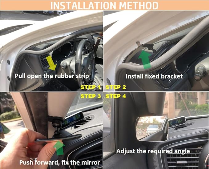 Convex Glass Blind Spot Mirror for Cars – 360° Adjustable Anti-Theft Side Mirror with Reusable Gel Pad & Cleaning Cloth, Universal Fit for All Vehicles (Used in the car)