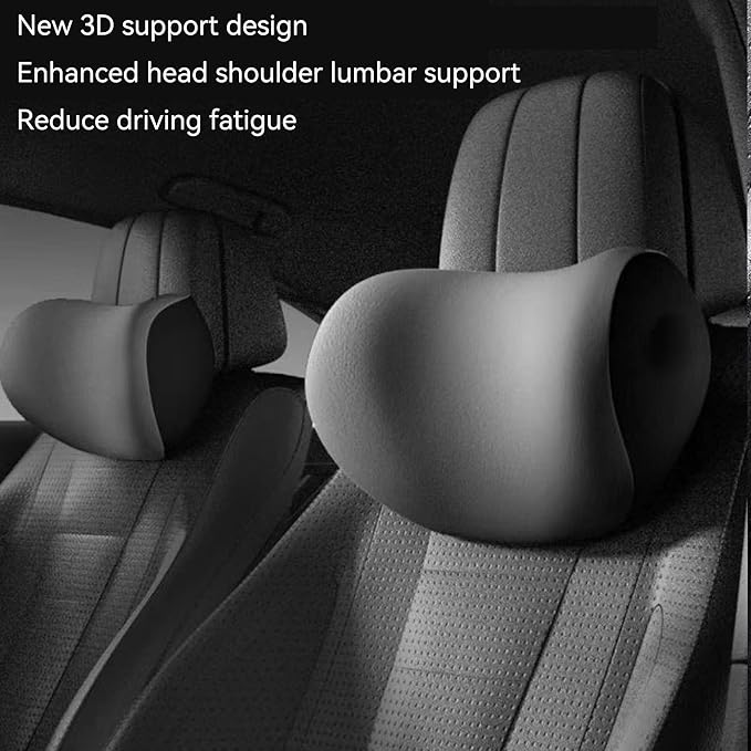 Car Headrest & Lumbar Support Cushion - Ergonomic Car Headrest and Lumbar Support Cushion - Car Lumbar Support Pillow and Car Neck Pillow Kit for Office Chair/Truck/Wheelchair (Black)