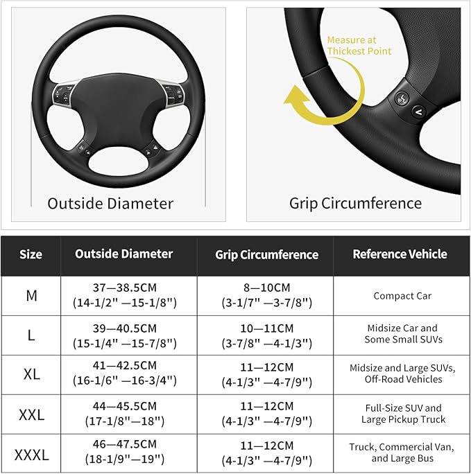 Suede Leather Steering Wheel Cover Wrap Kit - DIY Stitch-On for 15-16" Wheels, Superior Sweat Absorption & Non-Slip Grip, Comfortable & Durable Year-Round Upgrade