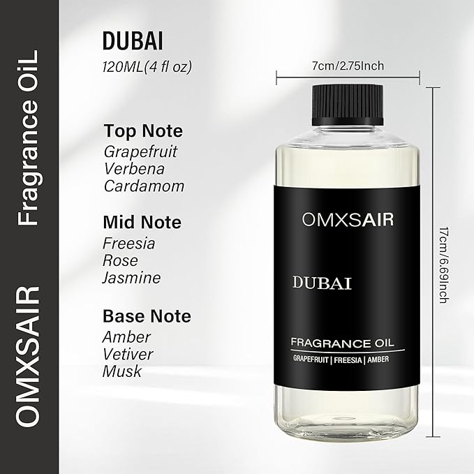 Luxury Hotel Scent Dubai Oil Diffuser Refill Kit | Long Lasting Essential Oil for Large Room, HVAC & Car Waterless Fragrance Diffusers| Nanotech Formula| Spa Calming Aromatherapy Oil 500ml