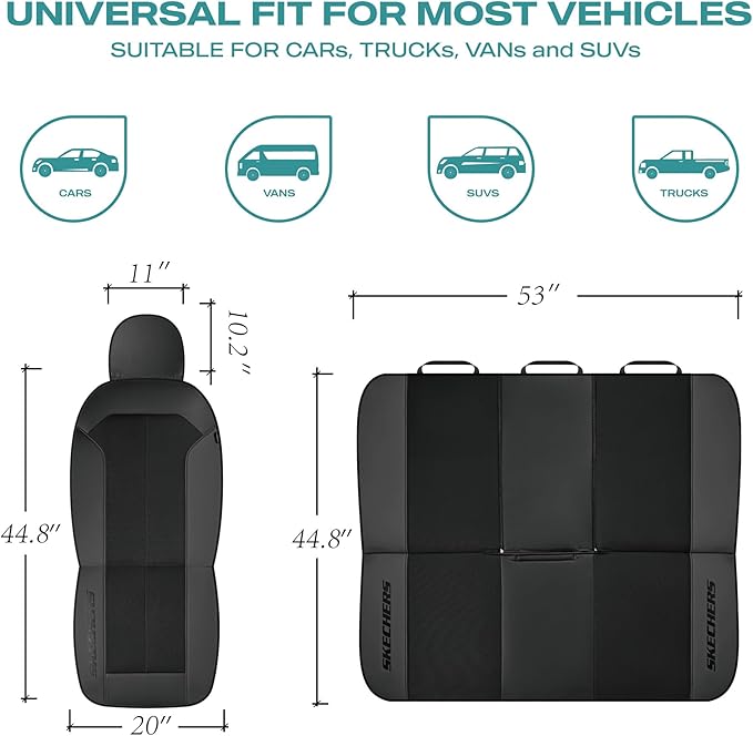 Skechers Car Seat Covers,GOGA Mat Oxford Cloth Seat Covers,Waterproof Car Seat Covers Front Seats,Automotive Universal Fit Seat Cover for Most Cars, Suvs, Trucks,Black