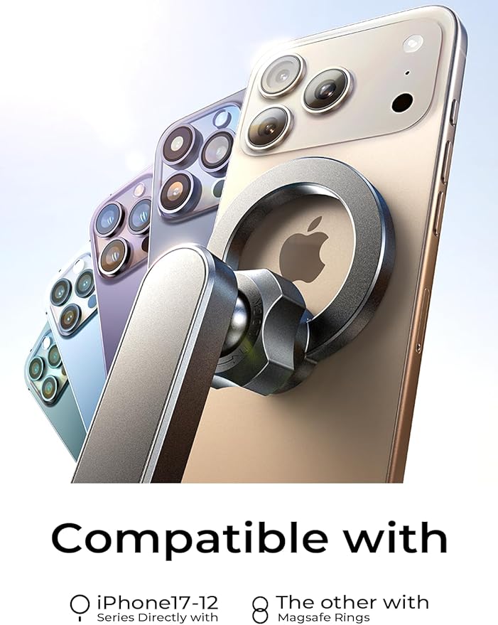 LISEN for iPhone 17 Air for Magsafe 360 Degree Car Phone Holder, Dashboard Holder, Magnetic Holders for Car Dash, Clip Cell Cars Holders for Your Rearview Mirror for iPhone 17 Pro Max 16 15 14 s