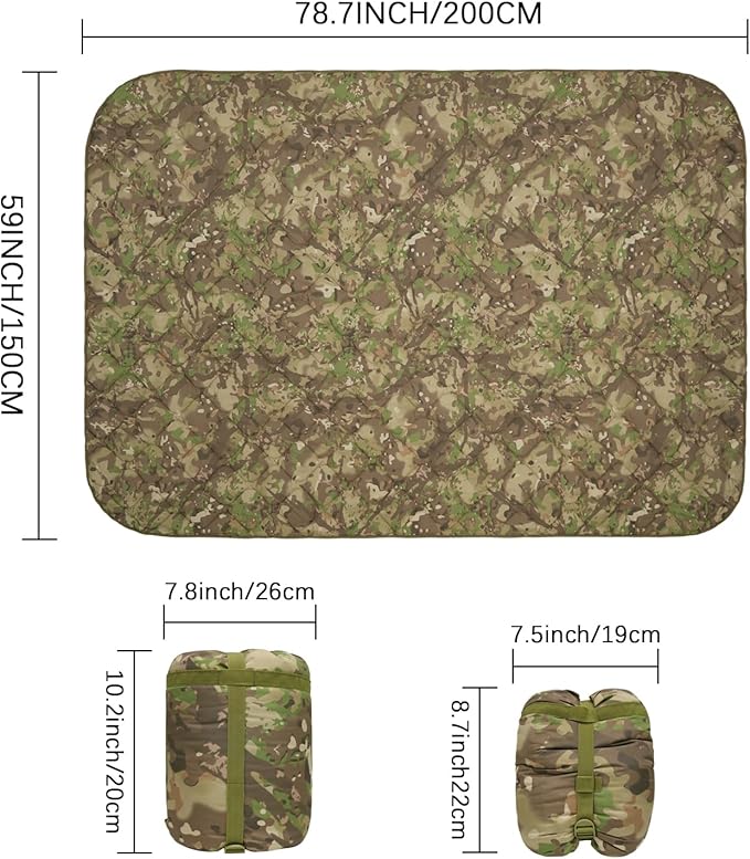 Poncho Liner Military Insulation Blanket Camo with Compression Carry Bag for Outdoors Hiking Jungle Hunting Gear