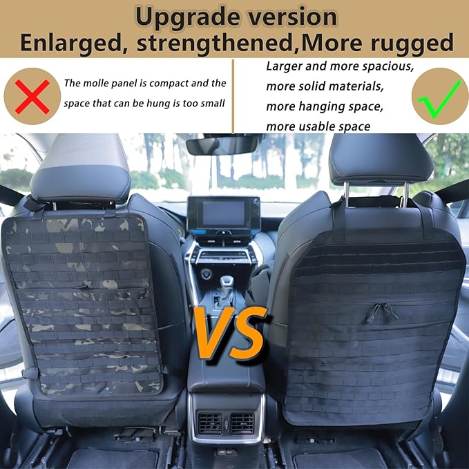 Car Seat Back Organizer, Tactical Molle Vehicle Panel Universal Fit Car Backseat Cover Protector MOLLE Vehicle Panel for Universal Fit SUV Truck and most models (Black)