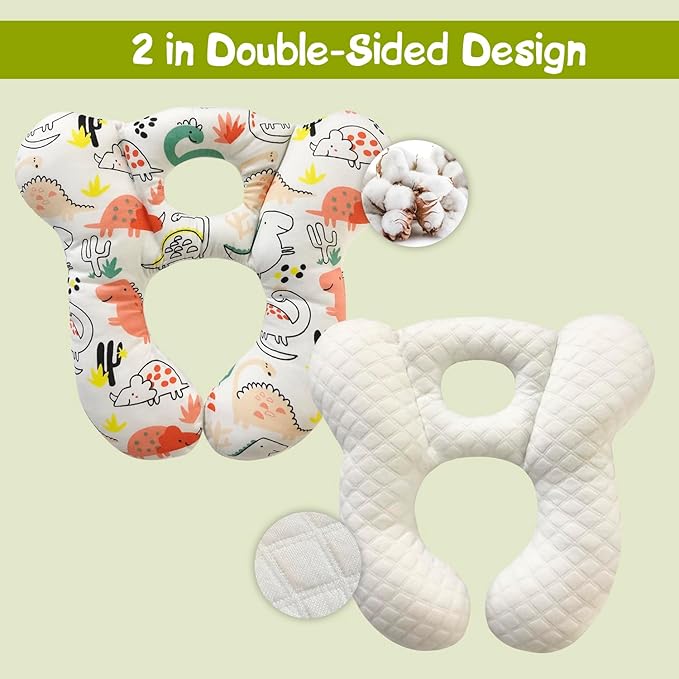 Baby Travel Pillow, Infant Kid's Cushion Soft and Skin Friendly for Car Seat, Pushchair and Stroller (Red Dinosaur)