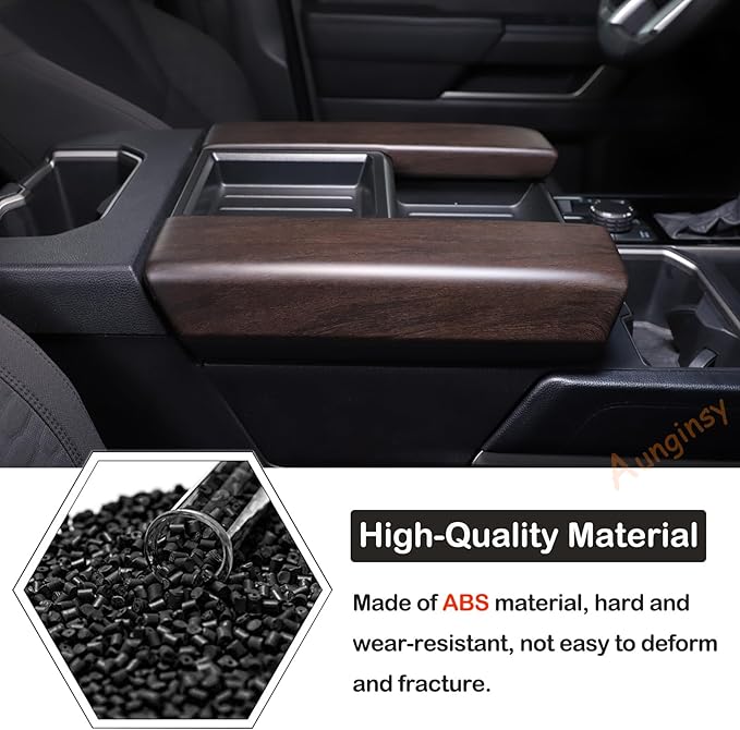 Car Center Console Armrest Protector Cover Compatible with Toyota Tundra 2022+ & Sequoia 2023+, Central Armrest Seat Storage Box Cover Cushion Lid Protector Pad Waterproof Anti-Scratch ABS Accessories