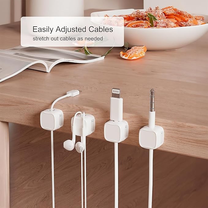 6 Pack Magnetic Cord Organizer,Desk Cable Management Clips, Phone Charger Wire Organizer Keeper for Nightstand Car Office Accessory