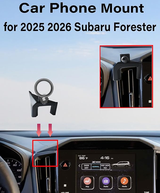 Magnetism Car Phone Holder for Subaru Forester 2025 2026 Accessories Compatible with MagSafe Hands-Free 360 Degree Rotation Adjustable Cell Phone Mount Does Not Affect Air Vent